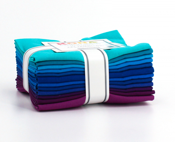 Kona Cotton Solids Fat Quarter Stoffpaket - Peacock